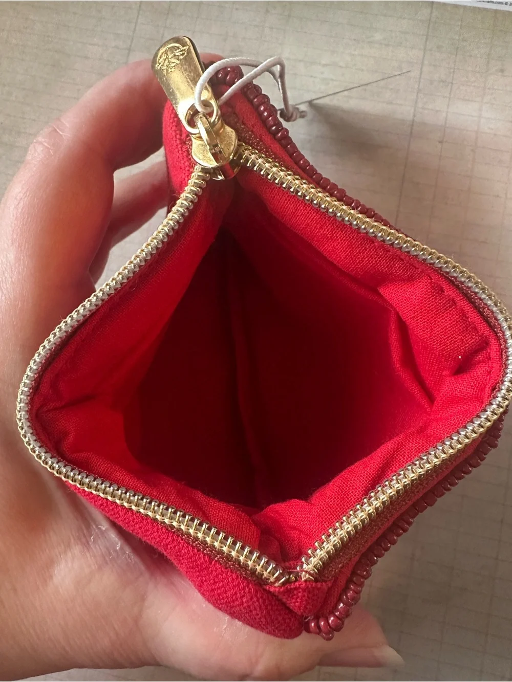 Draper James Beaded Heart Zip Pouch